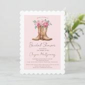Rustic Western Bridal Shower Blush Pink Floral 招待状 (スタンド正面)