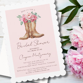 Rustic Western Bridal Shower Blush Pink Floral 招待状