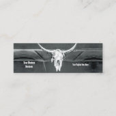 Rustic Western Charcoal Grey White Bull Cow Skull スキニー名刺 (正面)