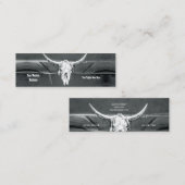 Rustic Western Charcoal Grey White Bull Cow Skull スキニー名刺 (正面/裏面)