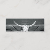 Rustic Western Charcoal Grey White Bull Cow Skull スキニー名刺 (裏面)