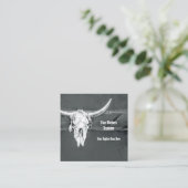 Rustic Western Charcoal Grey White Bull Cow Skull スクエア名刺 (スタンド正面)