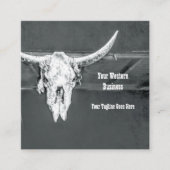 Rustic Western Charcoal Grey White Bull Cow Skull スクエア名刺 (正面)