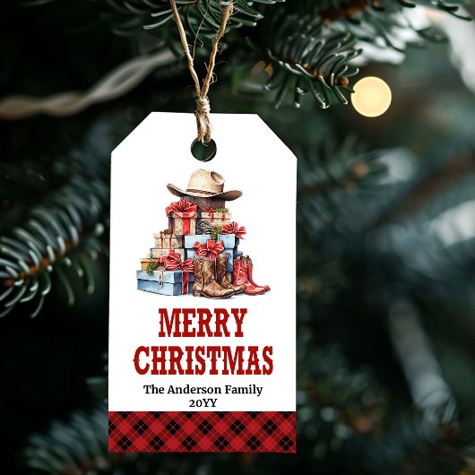 Rustic Western Christmas tag editable with name ギフトタグ