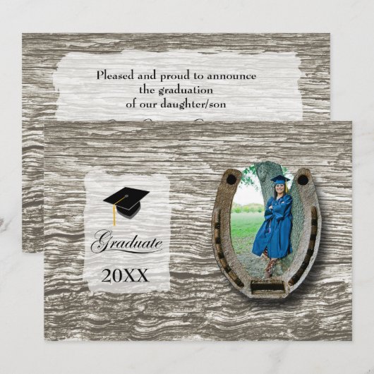 Rustic Western College Graduation Announcement  招待状 (正面/裏面)