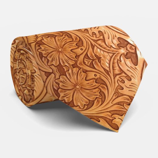 rustic western country cowboy tooled leather ネクタイ (ロール)