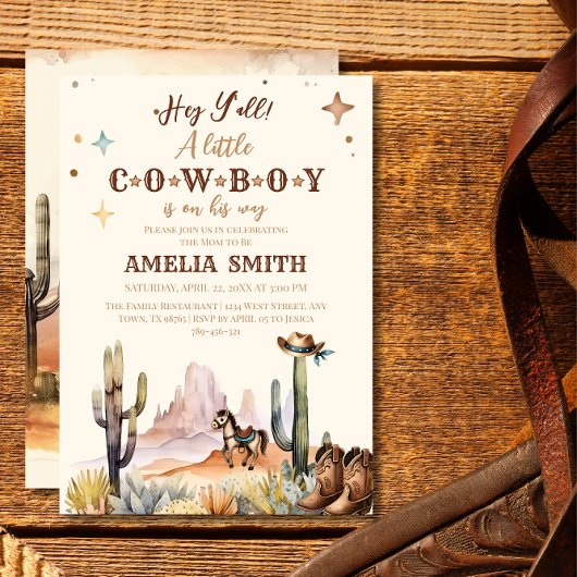 Rustic Western Cowboy Baby Shower Wild West 招待状