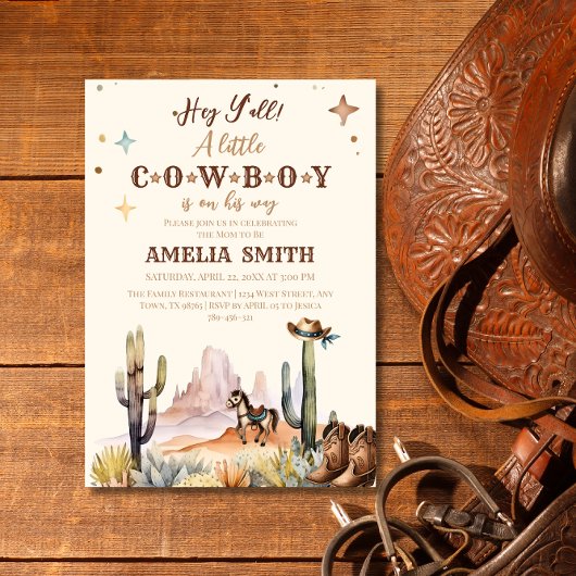 Rustic Western Cowboy Baby Shower Wild West 招待状