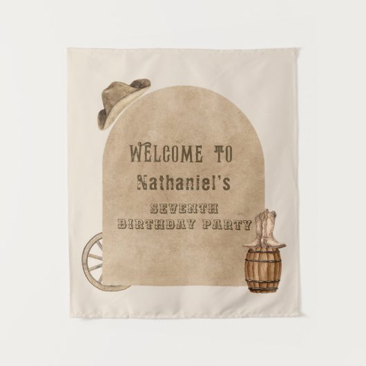 Rustic western cowboy birthday backdrop タペストリー (正面)