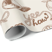 Rustic Western Cowboy Boots and Hat Ranch Pattern ラッピングペーパー (ロールコーナー)