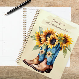 Rustic Western Cowboy Boots & Sunflowers プランナー手帳
