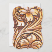 Rustic Western cowboy embossed leather 招待状 (正面)