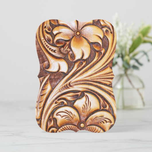 Rustic Western cowboy embossed leather 招待状 (スタンド正面)