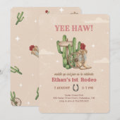 Rustic Western Cowboy First Rodeo 1st Birthday 招待状 (正面/裏面)