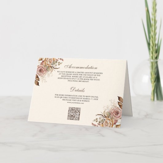 Rustic Western Cowboy Floral Hat QR Code Wedding 招待状 (裏面)