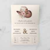 Rustic Western Cowboy Floral Hat QR Code Wedding 招待状 (内部)