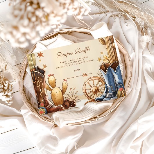 Rustic Western Cowboy Nappy Raffle エンクロージャーカード