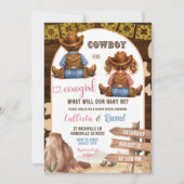 Rustic Western Cowboy or Cowgirl Gender Reveal 招待状 (正面)