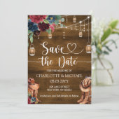 Rustic Western Cowboy Save the Date Wedding 招待状 (スタンド正面)