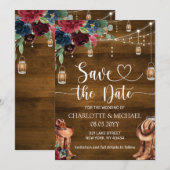 Rustic Western Cowboy Save the Date Wedding 招待状 (正面/裏面)
