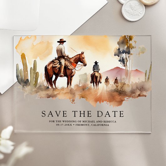 Rustic Western Cowboy Wedding Save the Date アクリル招待状
