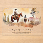 Rustic Western Cowboy Wedding Save the Date アクリル招待状 (正面)