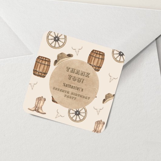 Rustic western cowboy you are wanted birthday  スクエアシール