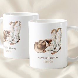 Rustic Western Cowgirl Boots Happy 30th Birthday コーヒーマグカップ