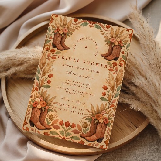 Rustic Western Cowgirl Bridal Shower 招待状