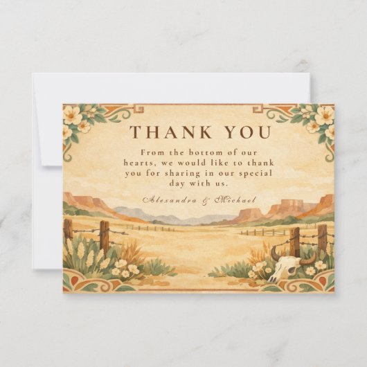 Rustic Western Desert Wedding サンキューカード (正面)