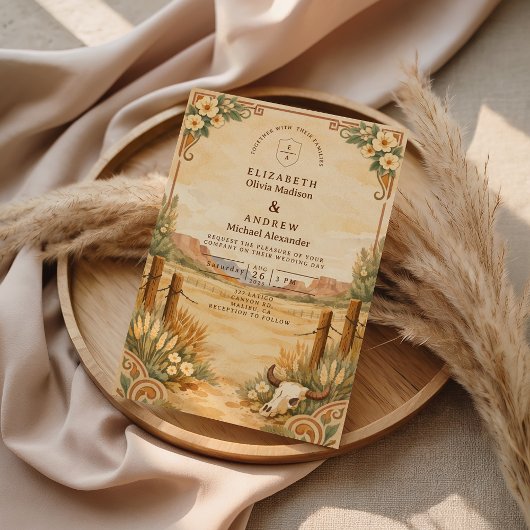 Rustic Western Desert Wedding 招待状