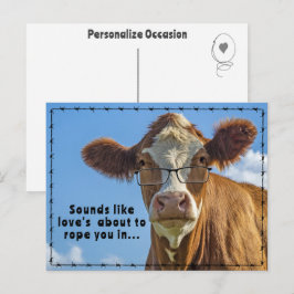 Rustic Western Engagement Love Roping Humor Gift シーズンポストカード