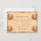 Rustic Western Floral Bridal Shower サンキューカード (正面)