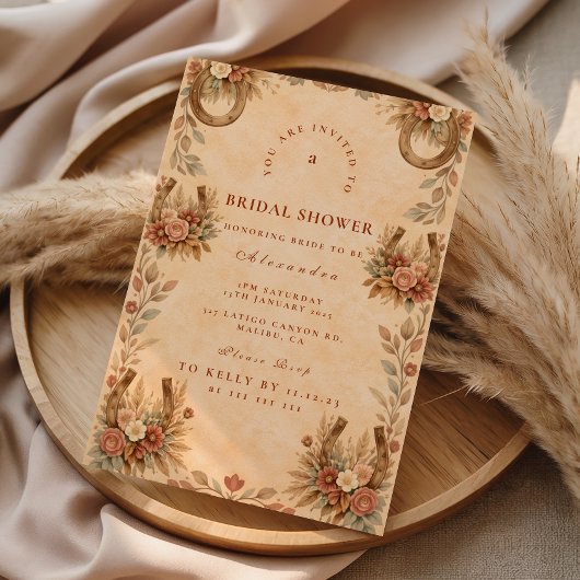 Rustic Western Floral Bridal Shower 招待状
