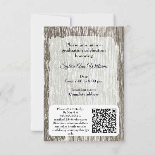 Rustic Western Graduation Party invitation 出欠カード (裏面)