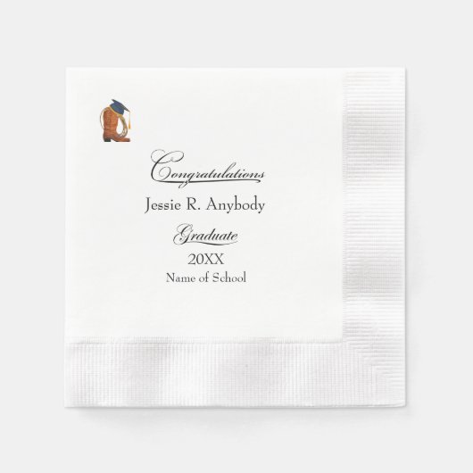 Rustic Western Graduation Party Paper Napkin 縁ありカクテルナプキン (正面)