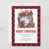 Rustic Western greeting card buffalo plaid style シーズンカード (正面)