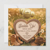 Rustic Western Heart Sign Baby Reveal Pregnancy 案内状 (正面)