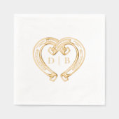 Rustic Western Horseshoe Heart Monogram Wedding 箔ナプキン (正面)
