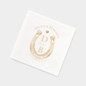 Rustic Western Horseshoe Love Monogram Wedding 箔ナプキン (左)