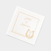 Rustic Western Horseshoe Name & Monogram Wedding 箔ナプキン (左)