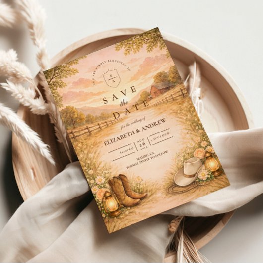 Rustic Western Meadow Wedding セーブザデート