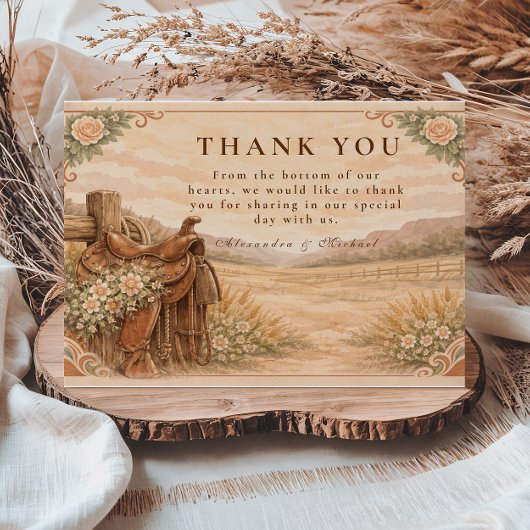 Rustic Western Ranch Wedding サンキューカード