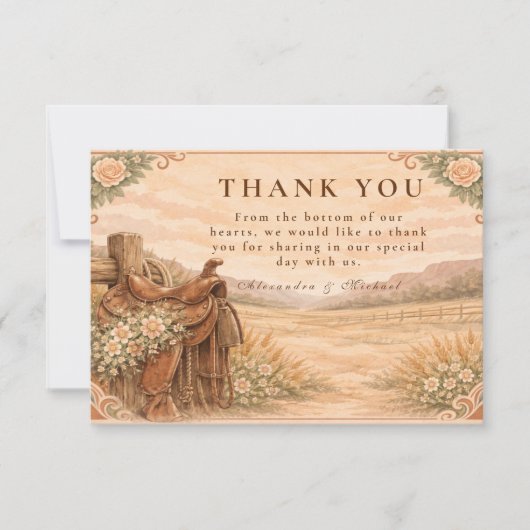 Rustic Western Ranch Wedding サンキューカード (正面)