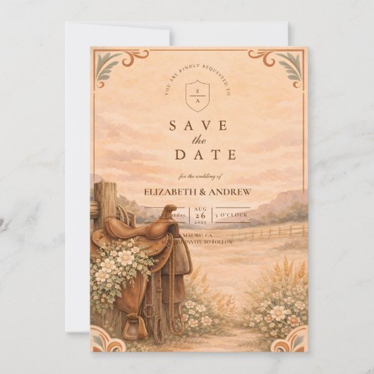 Rustic Western Ranch Wedding セーブザデート (正面)