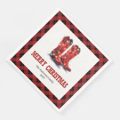 Rustic Western Red Black Tartan Holiday Napkins (コーナー)