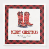 Rustic Western Red Black Tartan Holiday Napkins (正面)