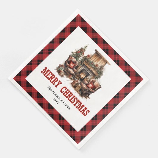 Rustic Western Red Plaid Party Paper Napkins (コーナー)