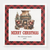 Rustic Western Red Plaid Party Paper Napkins (正面)