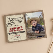 Rustic Western Rodeo Cowboy Birthday Invitation 招待状